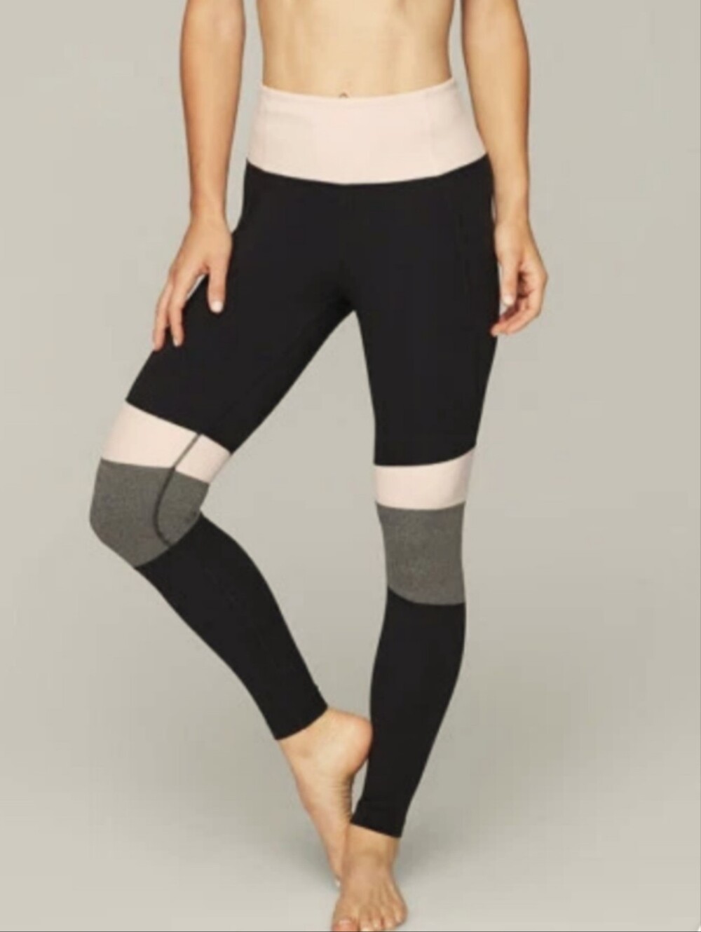 Athleta Modblock Salutation Tight,black/pink/grey